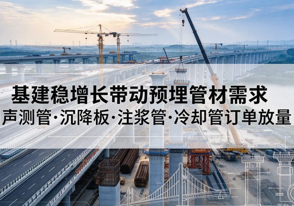 定远基建稳增长带动预埋监测管材需求，声测管、沉降板、注浆管订单持续放量